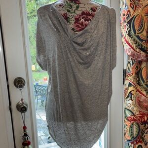 Chico’s drape neck line knit top with  silver embellishments - Size 3